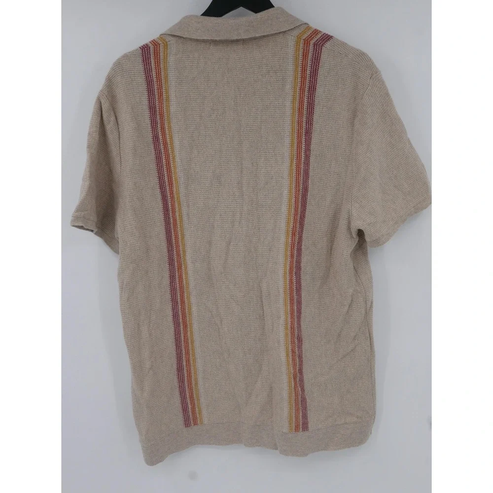 Marine Layer Sweater Polo Shirt Pullover Striped Cotton Johnny Collar Men's L